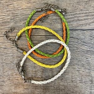 ✨ 4 Braided Bracelets 🌼 Orange, White, Yellow & Green! 🧡🤍💛💚 🌼